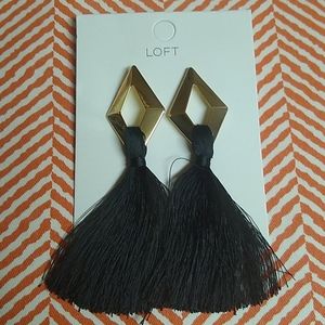 😻 3 For $15 Gold Diamond Black Tassel Earrings